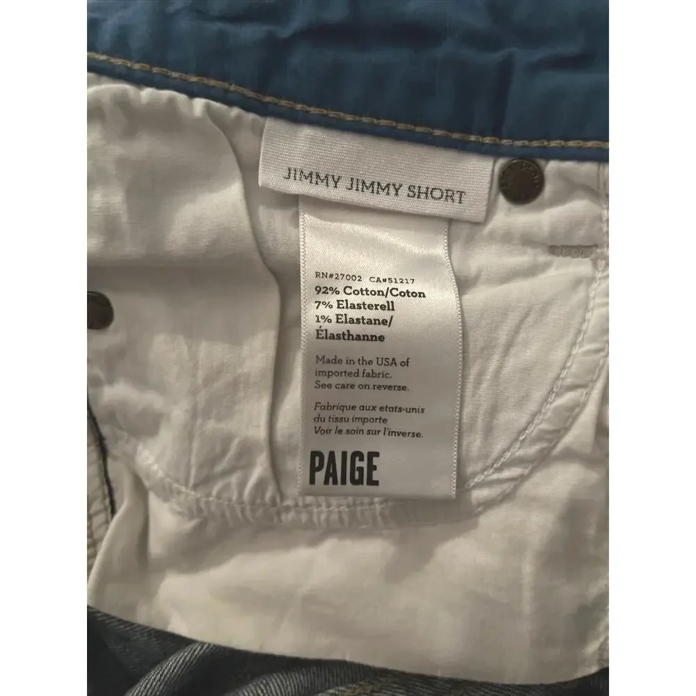 Women's Paige Premium Denim Shorts Mid Rise Raw Hem Relaxed Boyfriend SZ 25